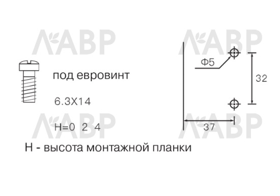 Firmax Smartline планка монтажная H=4, под евровинт, clip-on/FRM0146.H4/5 / 11288 / оптом и в розницу / мебельная фурнитура "ЛАВР"