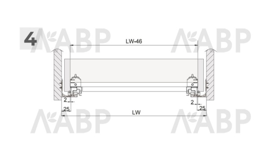 направляющие 100% скрытого монтажа 3D 450 мм/DB9991Zn/450 B-Slide (6) / 709602 / оптом и в розницу / мебельная фурнитура "ЛАВР"