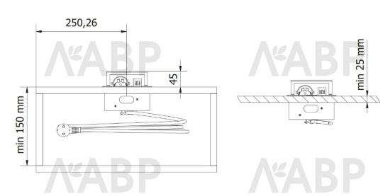 удлинитель GTV врезной  AVARO, 1 розетка, USB (A+C), кабель 1,5м, белый/AE-PB1SAVA-10N / 16606 / оптом и в розницу / мебельная фурнитура "ЛАВР"