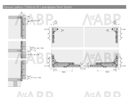 Комплект фурнитуры Silent System на 10кг для системы раздвижных дверей Slide Line M 9201921 Hettich / 37489 / оптом и в розницу / мебельная фурнитура "ЛАВР"