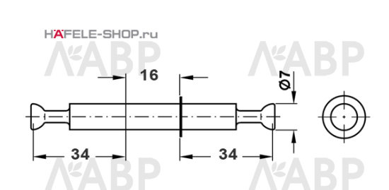 эксцентрик MINIFIX 15 болт двойной со стопорным кольцом 8/2*34мм для 16 плиты/262.28.106 / 49545 / оптом и в розницу / мебельная фурнитура "ЛАВР"
