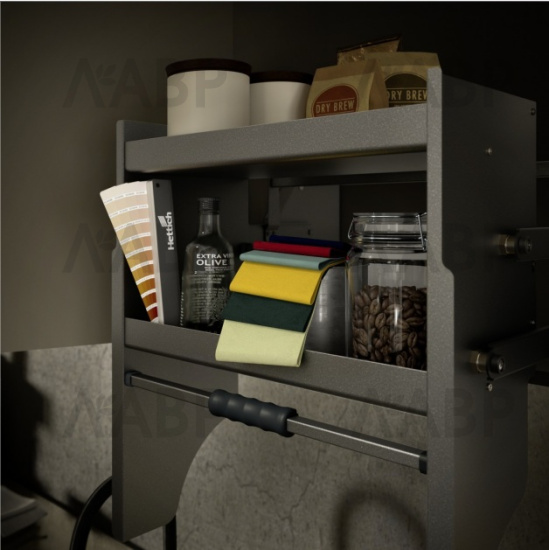 Хеттих/механизм для опускания полки Arti 900мм, 2 уровня, антрацит / 9382273 / 97847 / оптом и в розницу / мебельная фурнитура "ЛАВР"