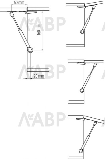 Газовый лифт нагрузка 60Н короткий L-160мм алюминий PD-G60160-02 GTV / 06052 / оптом и в розницу / мебельная фурнитура "ЛАВР"