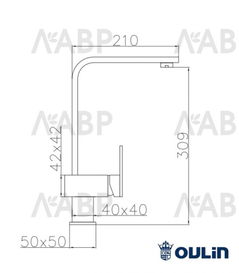 Смеситель высокий излив OL-8075S сатин Oulin / 62684 / оптом и в розницу / мебельная фурнитура "ЛАВР"