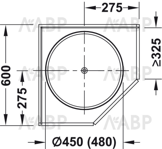 Поворотные полки в верхний угловой шкаф Classic 480мм круглые 542.32.262 Hafele / 49559 / оптом и в розницу / мебельная фурнитура "ЛАВР"