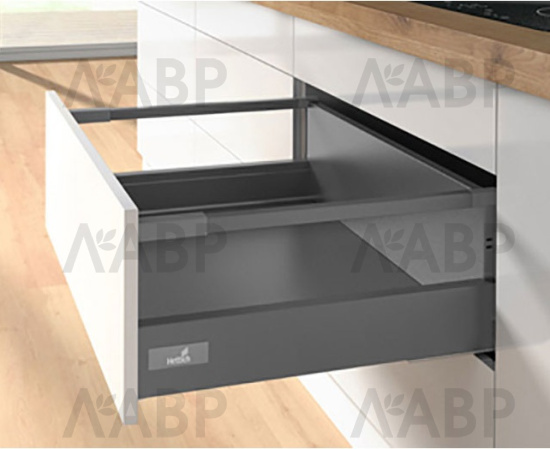 Выдвижной ящик InnoTech Atira с релингом 176*470мм антрацит 9234557 Hettich / 37589 / оптом и в розницу / мебельная фурнитура "ЛАВР"