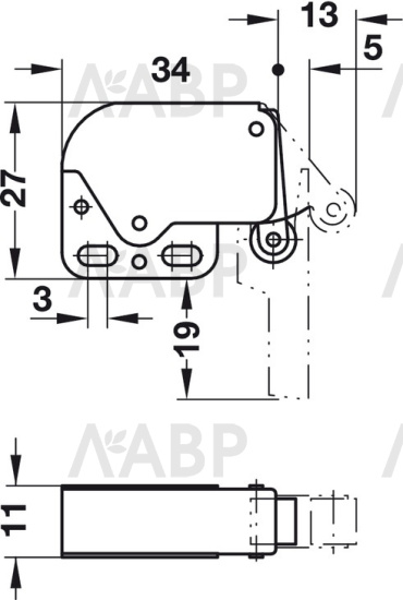 Защелка пружинная Mini-Latch 245.54.701 Hafele / 49188 / оптом и в розницу / мебельная фурнитура "ЛАВР"