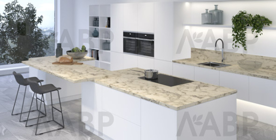 столешница СОЮЗ 600*3050*38*1R*0920М снежный мрамор / 89630 / оптом и в розницу / мебельная фурнитура "ЛАВР"