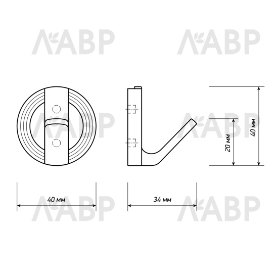 крючок HK5919 Laurus PRO черный матовый / 07245 / оптом и в розницу / мебельная фурнитура "ЛАВР"