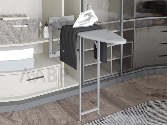 доска гладильная STARAX встроенная в базу 160мм(150х340х1480), серая/S-6611-G / 25768-1 / оптом и в розницу / мебельная фурнитура "ЛАВР"