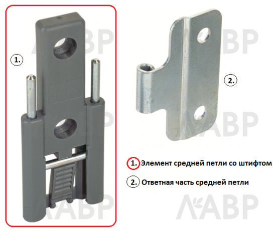 Элемент средней петли со штифтом для складных дверей Wing Line L 1077338 Hettich / 37422 / оптом и в розницу / мебельная фурнитура "ЛАВР"