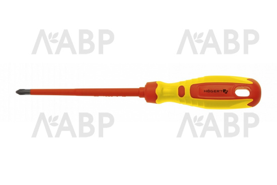 HOEGERT отвертка изолированная крестовая PH2, 100мм, 1000V, сталь CrMo/HT1S966 / 58336 / оптом и в розницу / мебельная фурнитура "ЛАВР"