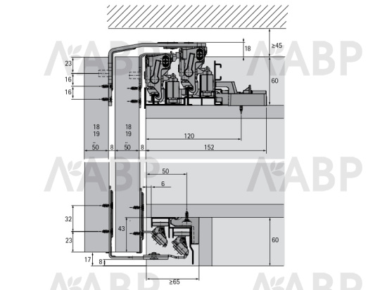 Комплект фурнитуры для 2-х дверного шкафа Top Line XL, толщина двери 22-30мм 9275794 Hettich / 37948 / оптом и в розницу / мебельная фурнитура "ЛАВР"