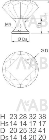 Ручка мебельная кнопка с кристаллом хром GZ-CRPB25-01 GTV / 69578 / оптом и в розницу / мебельная фурнитура "ЛАВР"