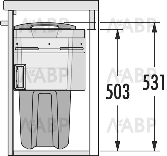 выдвижная система Laundry Carrier Small в базу 600мм, 37л, белая/3270621 / 25893 / оптом и в розницу / мебельная фурнитура "ЛАВР"