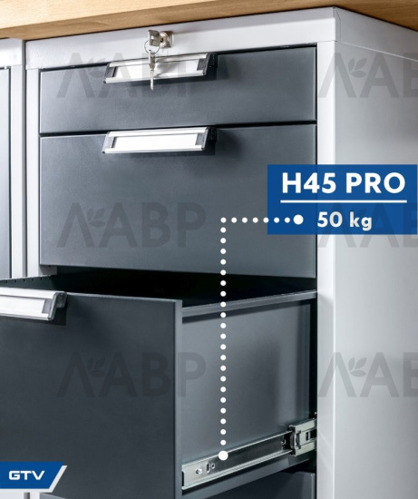 Направляющие шариковые полного выдвижения 45*500мм PRO на 50кг PK-PRO-H45-500 GTV / 09462 / оптом и в розницу / мебельная фурнитура "ЛАВР"