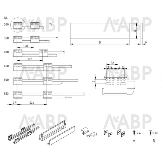 Выдвижной ящик AXIS PRO под духовку с доводчиком 69*500мм антрацит PB-AXISPRO-KPL69-500-60 GTV / 09525 / оптом и в розницу / мебельная фурнитура "ЛАВР"