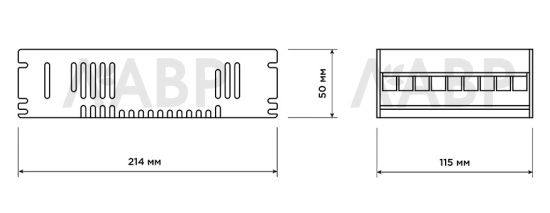 Блок питания для светодиодных лент и светильников 200Вт, 220-240/12В темный корпус компактный / 33073 / оптом и в розницу / мебельная фурнитура "ЛАВР"