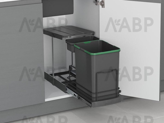 контейнер д/отходов STARAX 16+1л.в базу 400мм(260*440*400),антрацит/S-2391-A / 16577 / оптом и в розницу / мебельная фурнитура "ЛАВР"