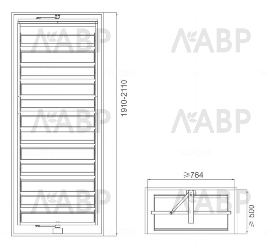 Nuomi/обувница поворотная на 360 градусов Ralphie 700*360*(1910-2110), серый / 6112304 / 86036 / оптом и в розницу / мебельная фурнитура "ЛАВР"