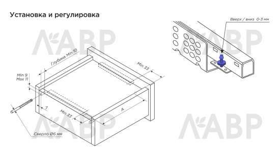 направляющие Laurus 100% скрытого насадного монтажа с доводчиком 350 мм  / 509232 / оптом и в розницу / мебельная фурнитура "ЛАВР"
