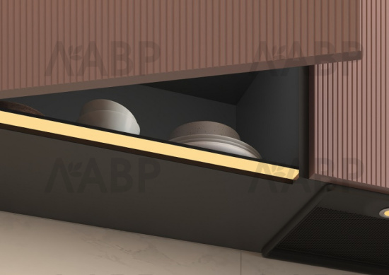 GOLA LED профиль-ручка для верхней базы под подсветку врезная 5400 для плиты 16мм, черный крац. / 39976 / оптом и в розницу / мебельная фурнитура "ЛАВР"