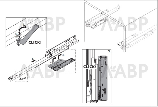 Комплект механизма Push to open Silent на 40кг для ящика AvanTech You 9257892 Hettich / 97252 / оптом и в розницу / мебельная фурнитура "ЛАВР"