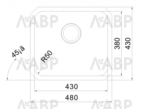 Мойка из нержавеющей стали OL-U104 480*430*220*1,2мм универсальный монтаж Oulin / 62365 / оптом и в розницу / мебельная фурнитура "ЛАВР"
