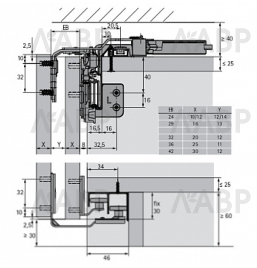 Комплект фурнитуры для 3-х дверного шкафа Top Line L, толщина двери 10-16мм 9242710 Hettich  / 37918 / оптом и в розницу / мебельная фурнитура "ЛАВР"