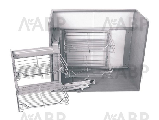 Выдвижная корзина "уголок волшебный" 900мм левая с доводчиком хром PTJ017GA / 25043 / оптом и в розницу / мебельная фурнитура "ЛАВР"