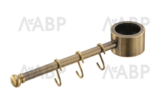 Вешалка одинарная с крючками для барной трубы бронза STV205 AB / 12028 / оптом и в розницу / мебельная фурнитура "ЛАВР"