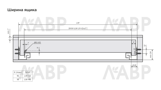 Направляющие скрытого монтажа с доводчиком частичного выдвижения 350мм Laurus PRO / 509182 / оптом и в розницу / мебельная фурнитура "ЛАВР"