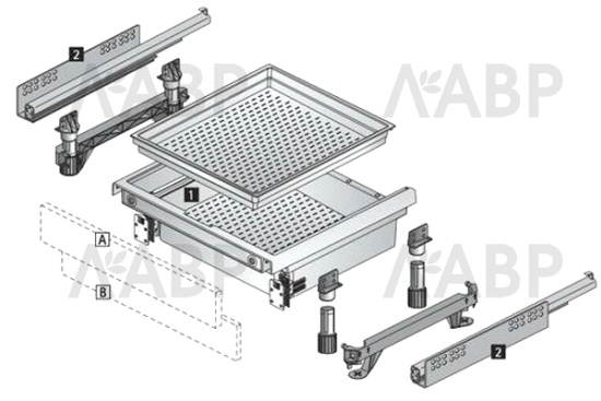 Короб ящика XXL под плиту/духовку 100мм, БЕЗ направляющих 46814 Hettich / 37544 / оптом и в розницу / мебельная фурнитура "ЛАВР"