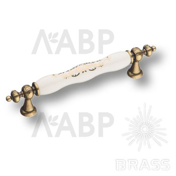 Brass 1670-40-128-243 ручка скоба керамика с металлом, орнамент/старая бронза 128 мм / 39552 / оптом и в розницу / мебельная фурнитура "ЛАВР"