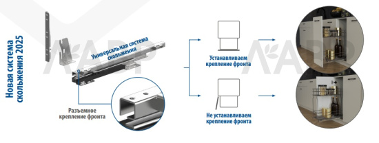 корзина для белья* направляющие 100%, крепление к фасаду, глубина 300, белый, Rejs/WE29.0709.01.062 / 25709-1 / оптом и в розницу / мебельная фурнитура "ЛАВР"