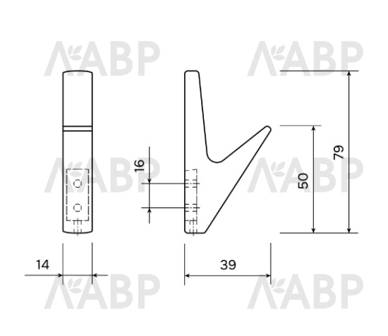 крючок HK5909 Laurus черный матовый / 07243 / оптом и в розницу / мебельная фурнитура "ЛАВР"