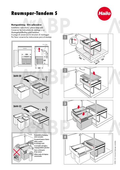 контейнер д/отходов SPACE SAVING в базу 500мм, 2 емкости 1*18л/1*12л, пластик,серый /3644-70 / 16448 / оптом и в розницу / мебельная фурнитура "ЛАВР"