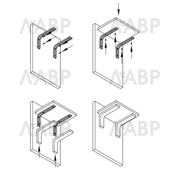 консоль с пласт. накладкой, 240 мм  (237х143х35) белая до 20 кг / К (50) / 13115-1 / оптом и в розницу / мебельная фурнитура "ЛАВР"