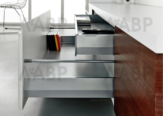 Комплект продольных круглых рейлингов для выдвижных ящиков Moovit 500мм серебристый 553.59.905 Hafele / 49019 / оптом и в розницу / мебельная фурнитура "ЛАВР"