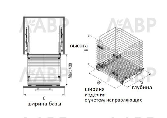 корзина сотовая для белья 340х470х550мм, хром, Starax/S-8053-C / 25851 / оптом и в розницу / мебельная фурнитура "ЛАВР"