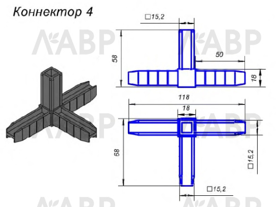 ЛОФТ коннектор №4, черный / 78017 / оптом и в розницу / мебельная фурнитура "ЛАВР"
