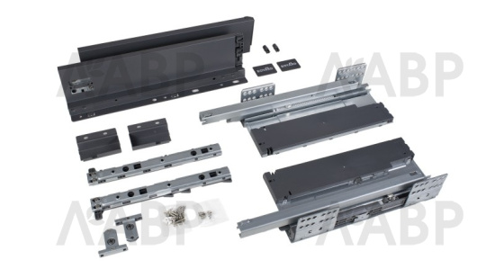 СТАРТ выдвижной ящик PUSH+SOFT тонкий 86*450мм, графит SB38GRPH.1/450 / 709642-1 / оптом и в розницу / мебельная фурнитура "ЛАВР"