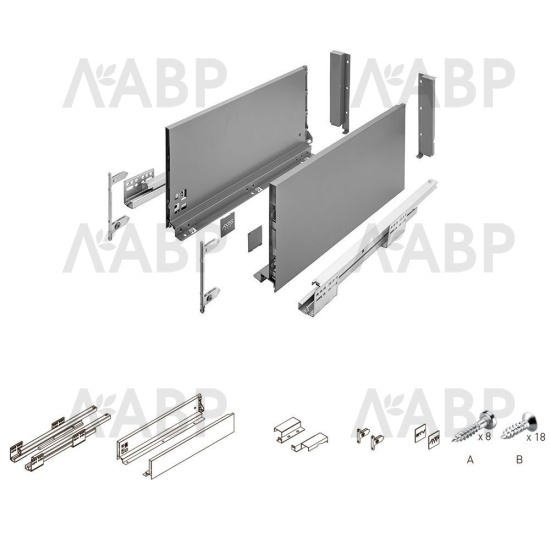 ящик GTV AXIS PRO 200*500мм, доводчик, 40кг, антрацит/PB-AXISPRO-KPL500D аналог 709436 / 09529 / оптом и в розницу / мебельная фурнитура "ЛАВР"