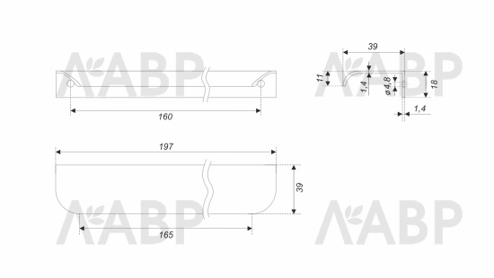 ручка Боярд/RT810BL.1/160/200 / 769160-4 / оптом и в розницу / мебельная фурнитура "ЛАВР"