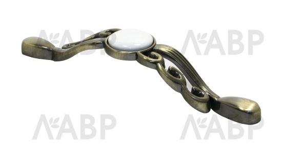 Ручка скоба С7074 Laurus 128мм бронза (старинная латунь) с керамической вставкой / 69433 / оптом и в розницу / мебельная фурнитура "ЛАВР"