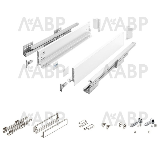 Выдвижной ящик AXIS PRO с доводчиком 84*450мм белый PB-AXISPRO-KPL450А1 GTV / 09524 / оптом и в розницу / мебельная фурнитура "ЛАВР"