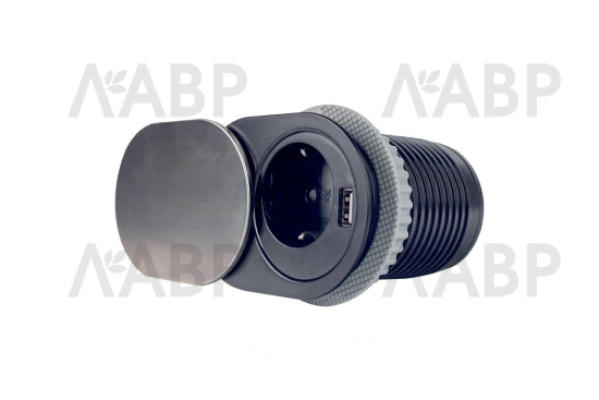 удлинитель GTV врезной CHARGER MINI 60мм, 1*USB, кабель 1,9м, инокс/AE-BPW1U1UCH-51 / 16430 / оптом и в розницу / мебельная фурнитура "ЛАВР"