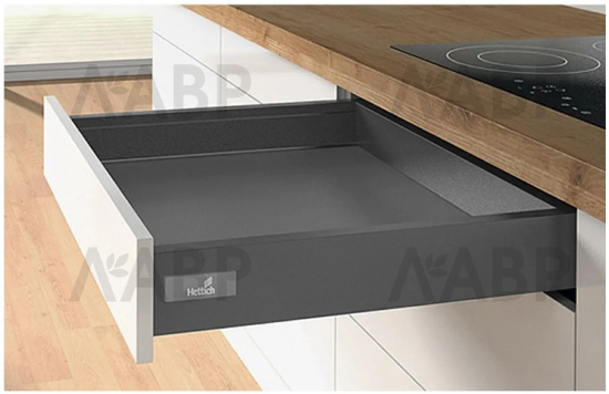 Хеттих/Innotech Atira ящик 100% выдвижения 70*300мм, антрацит/9234542 / 97719 / оптом и в розницу / мебельная фурнитура "ЛАВР"