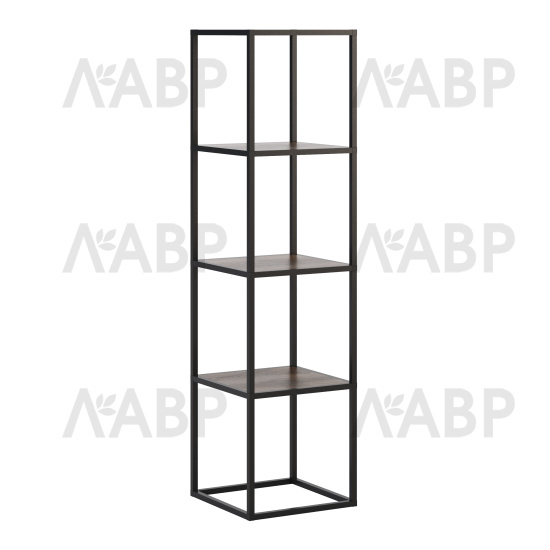 ЛОФТ стеллаж с четырмя полками из ЛДСП, черный муар/метрополитан грей  400*400*1546мм / 78049 / оптом и в розницу / мебельная фурнитура "ЛАВР"