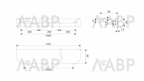 ручка Боярд/RT810BL.1/1056/1200 / 769160 / оптом и в розницу / мебельная фурнитура "ЛАВР"